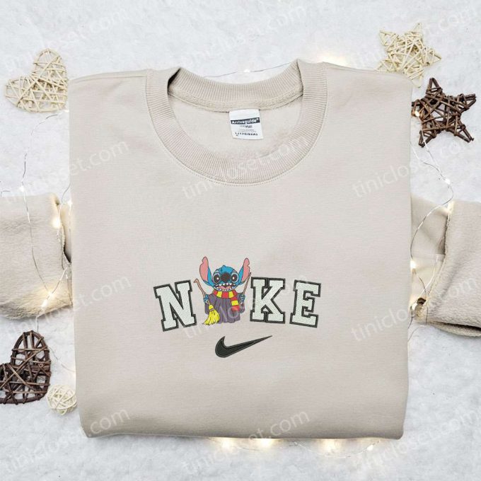 Nike x Stitch Harry Potter Embroidered Sweatshirt Halloween Disney Hoodie Custom Nike T-shirt