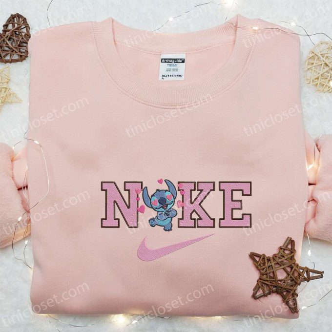 Nike x Stitch Heart Love Embroidered Sweatshirt Lilo and Stitch Hoodie Nike Inspired T-shirt