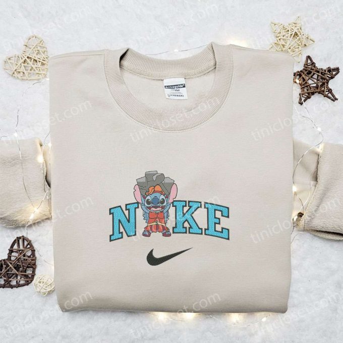 Custom Nike x Stitch Hercules Embroidered Shirt: Cute Halloween Style