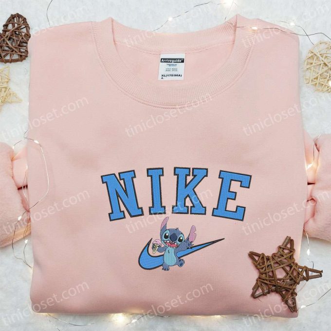 Nike x Stitch Ice Cream Cartoon Embroidered Sweatshirt: Disney Characters Hoodie for Best Birthday Gift Ideas