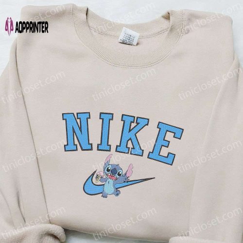 Nike x Stitch Dinosaur Cartoon Embroidered Sweatshirt: Disney Characters Hoodie Best Birthday Gift Ideas