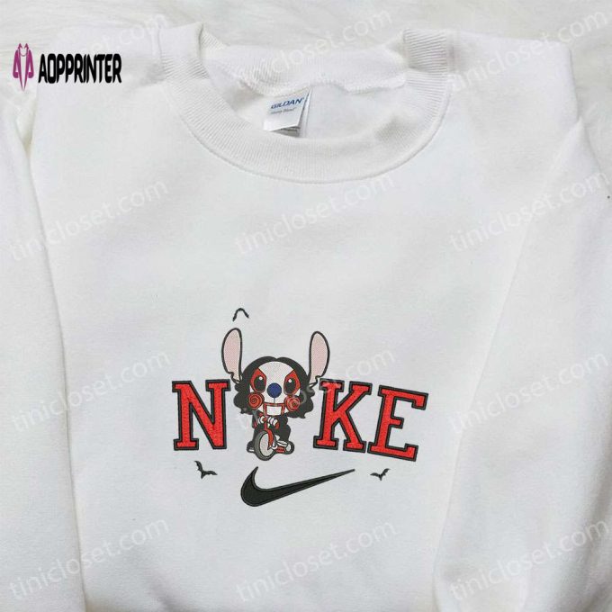 Nike x Stitch Saw Jigsaw Embroidered Shirt – Custom & Funny Halloween Design