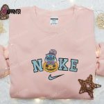 Cute Halloween Nike x Stitch Witch Pumpkin Embroidered Sweatshirt: Spooky Nike Inspired Hoodie