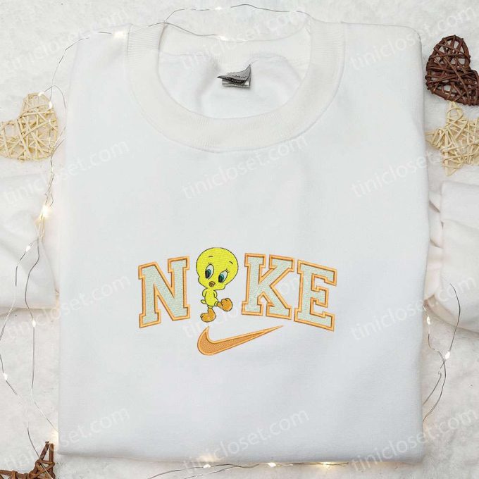 Custom Nike x Tweety & Looney Tunes Embroidered T-shirt – Exclusive Designs for Disney Fans