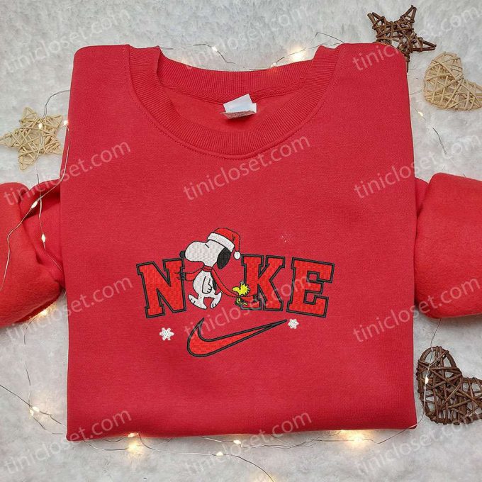 Nike Xmas Snoopy Cartoon Embroidered Shirt & Hoodie: Best Christmas Gift Ideas Custom T-shirts