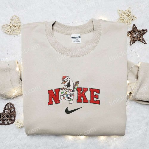 Disney x Nike Olaf Christmas Sweatshirt: Embroidered Merry Christmas Shirt Best Gift Idea