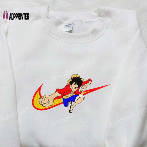 Exclusive Monkey D Luffy x Nike Swoosh Shirt: Cool Anime Embroidered Tee