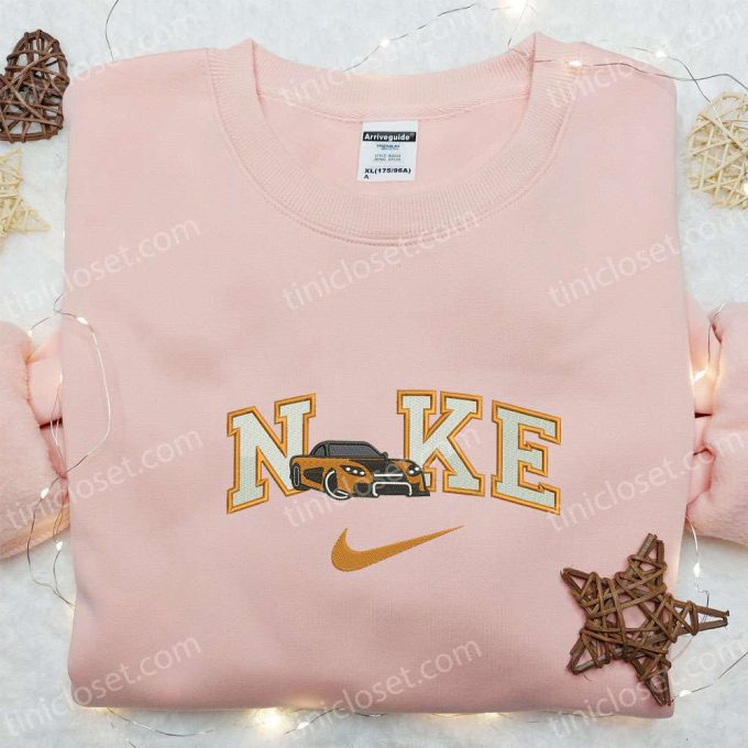 Nike-Inspired Orange Car Embroidered Shirt & Transportation Hoodie – Unique Nike Gift Idea