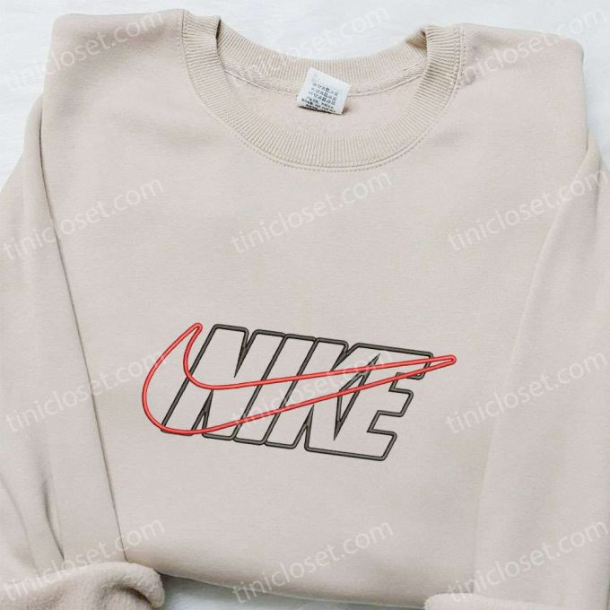 Custom Nike Embroidered Shirt & Hoodie: Stylish Outlines Nike-Inspired Design