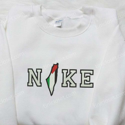 Palestine Flag x Nike Embroidered Sweatshirt – Best Nike Inspired Birthday Gift for Family