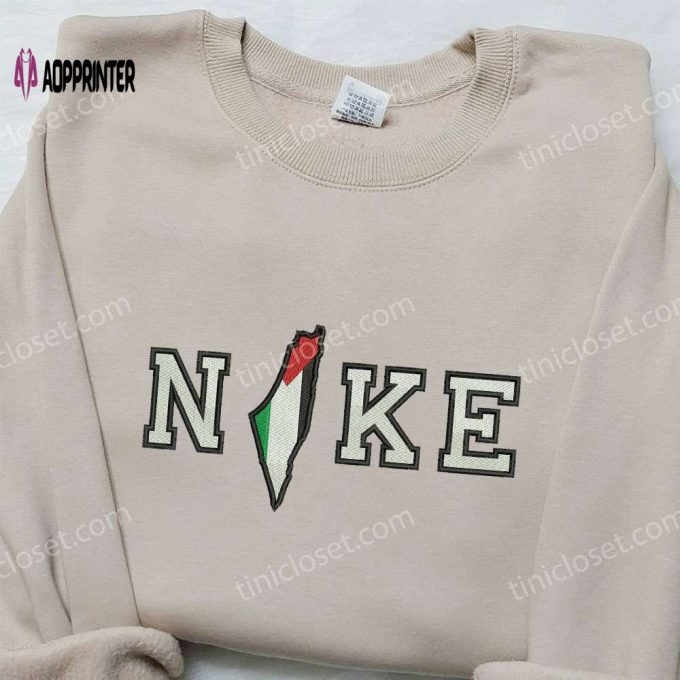 Palestine Flag x Nike Embroidered Sweatshirt – Best Nike Inspired Birthday Gift for Family