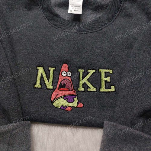 Patrick Star Nike Embroidered Shirt: Cartoon Sweatshirt Ideal Friend Gift – Shop Now!