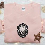 Pennywise Embroidered Hoodie: Clown Face Horror Movie Sweatshirt for Halloween Lovers