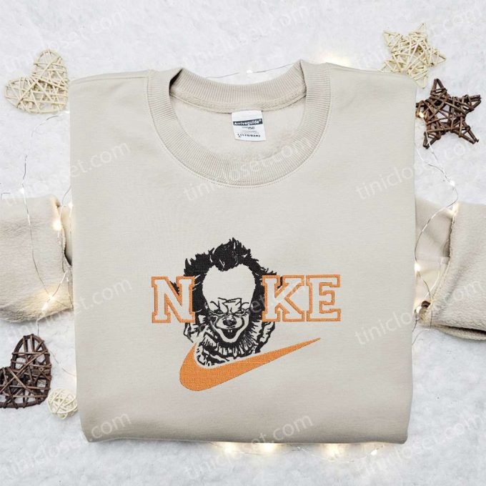 Spooky Style: Pennywise x Nike Embroidered Hoodie & Shirt – Best Halloween Gift Ideas