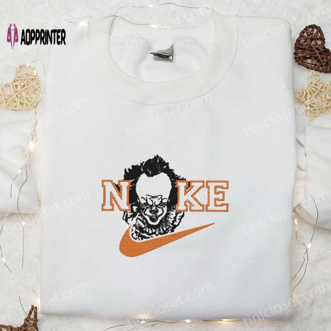 Spooky Style: Pennywise x Nike Embroidered Hoodie & Shirt – Best Halloween Gift Ideas