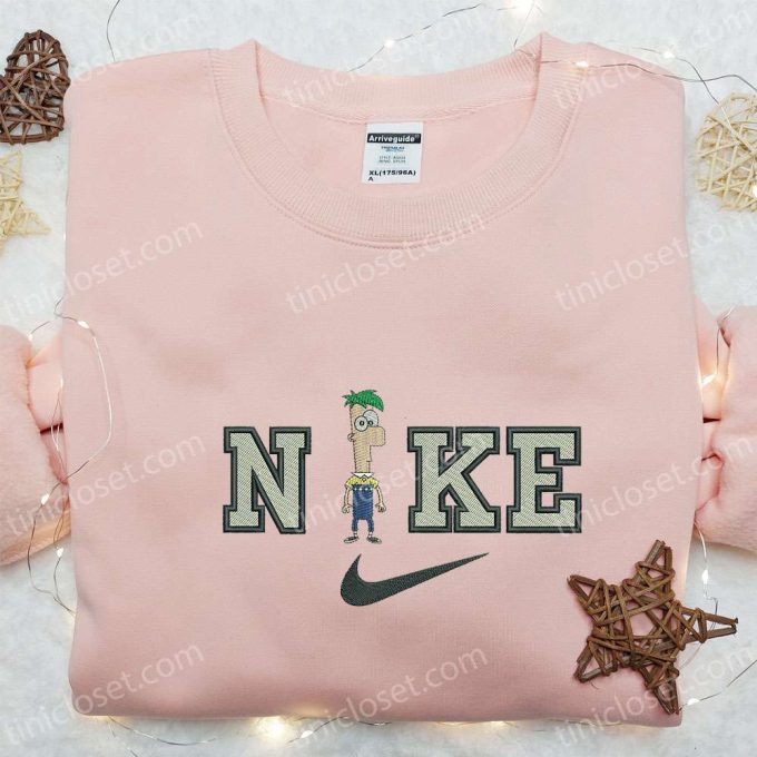 Phineas Flynn x Nike Embroidered Shirt & Sweatshirt: Cartoon Style Hoodie