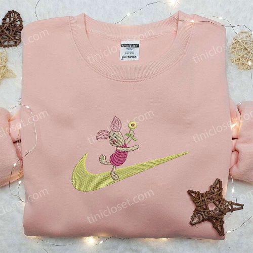 Piglet x Nike Swoosh Embroidered Sweatshirt Winnie The Pooh Disney Nike Inspired Shirt