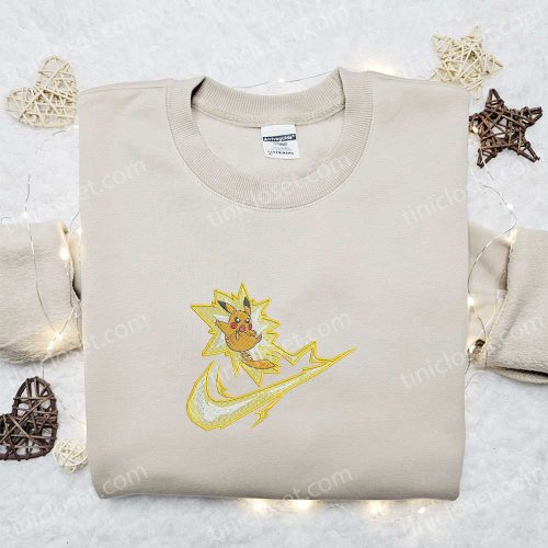 Pikachu Vol Attack x Swoosh Embroidered Sweatshirt – Pokemon Anime Shirt Best Gift for All Occasions