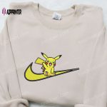 Pikachu x Swoosh Anime Embroidered Shirt: Nike Inspired T-shirt Ideal Family Gift