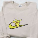 Pikachu x Swoosh Anime Embroidered Shirt: Nike Inspired T-shirt Ideal Family Gift