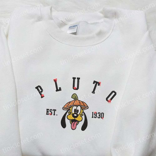 Pluto Pumpkin Est 1930 Embroidered Shirt: Disney Halloween Gift for Family