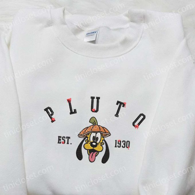 Pluto Pumpkin Est 1930 Embroidered Shirt: Disney Halloween Gift for Family