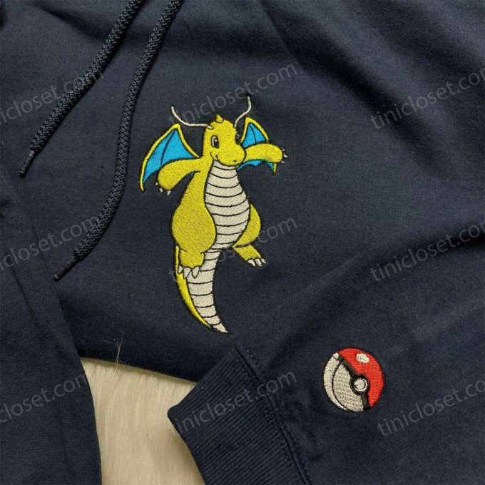 Pokemon Dragonite Embroidered Hoodie Sweatshirt & Anime Shirt – Unique Anime Apparel