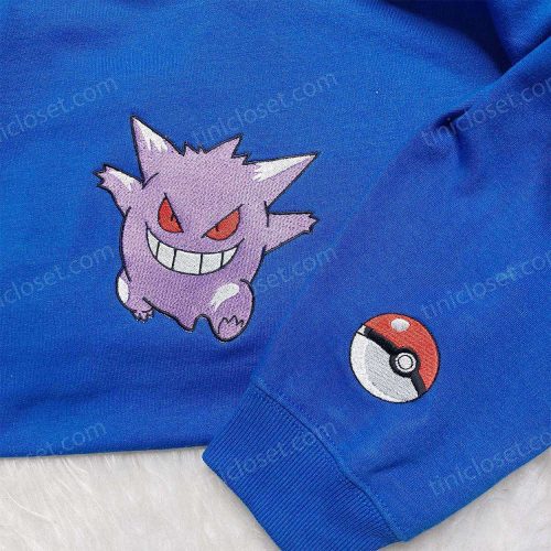 Pokemon Gengar Embroidered Sweatshirt & Hoodie: Best Anime Fan Gifts