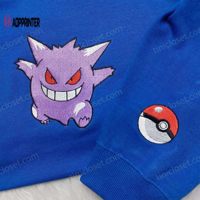 Pokemon Gengar Embroidered Sweatshirt & Hoodie: Best Anime Fan Gifts