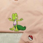 Pokemon Treecko Embroidered Hoodie – Anime Sweatshirt for Fan