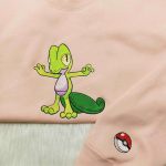 Pokemon Treecko Embroidered Hoodie – Anime Sweatshirt for Fan