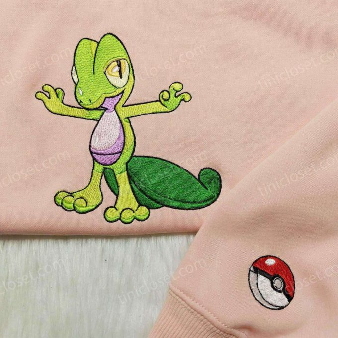 Pokemon Treecko Embroidered Hoodie – Anime Sweatshirt for Fan