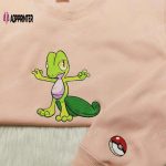 Pokemon Treecko Embroidered Hoodie – Anime Sweatshirt for Fan