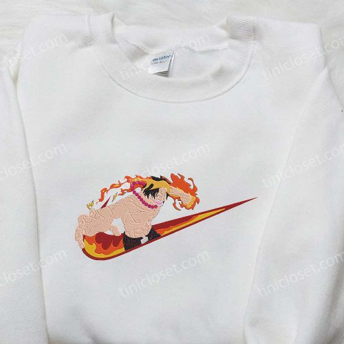 Exclusive Portgas D Ace x Nike Embroidered Hoodie & Shirts: One Piece & Nike Inspired Designs