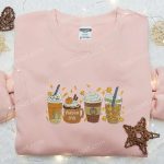 Pumpkin Spice Drink Embroidered Shirt: Halloween Unique Gift for Family