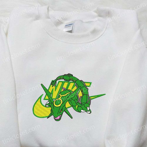 Rayquaza x Nike Anime Embroidered Shirt Pokemon Sweatshirt Custom Hoodie: Exclusive Designs for Pokemon Fans