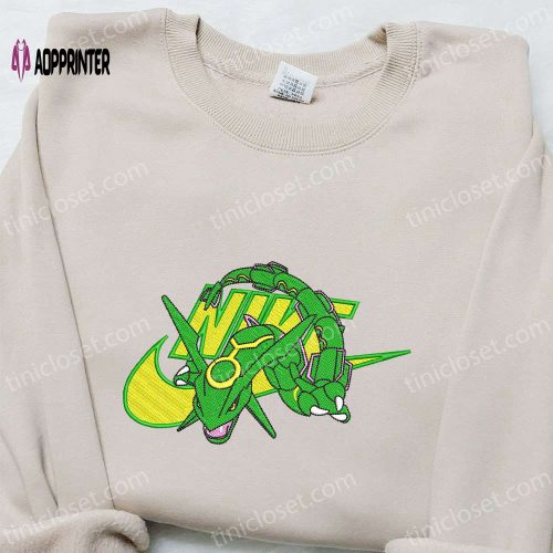 Rayquaza x Nike Anime Embroidered Shirt Pokemon Sweatshirt Custom Hoodie: Exclusive Designs for Pokemon Fans