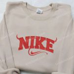 Custom Nike Red Devil x Halloween Embroidered Shirt – Stylish & Spooky