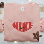 Red Heart Love x Nike Swoosh Embroidered Shirt – Nike Inspired Logo Shirt Perfect Valentine’s Day Gift