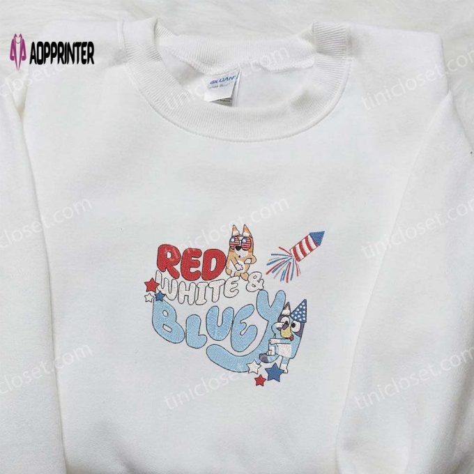 Disney Red White & Bluey Embroidered Shirt: Perfect National Day Gift