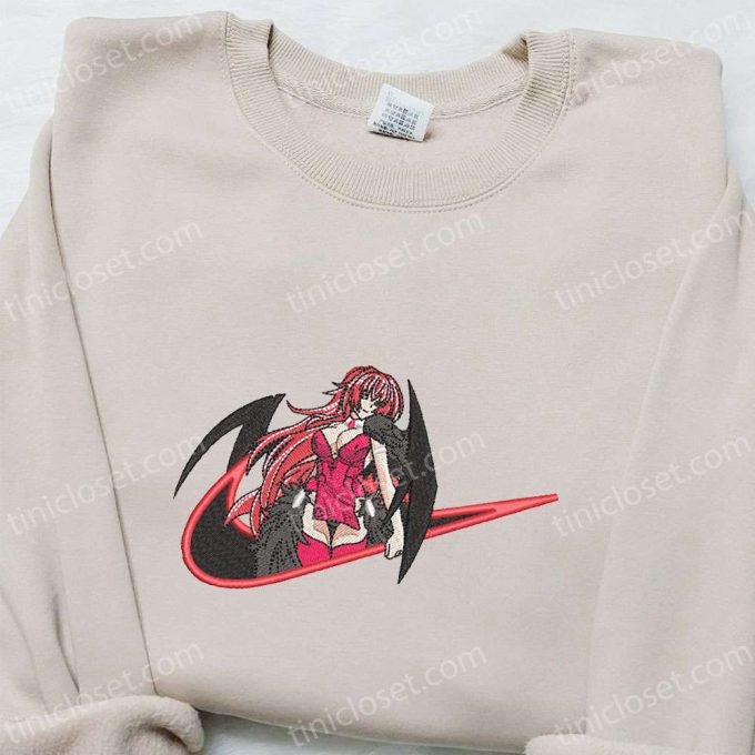 Rias Gremory x Swoosh Anime Embroidered Shirt High School Sweatshirt & Custom Hoodie