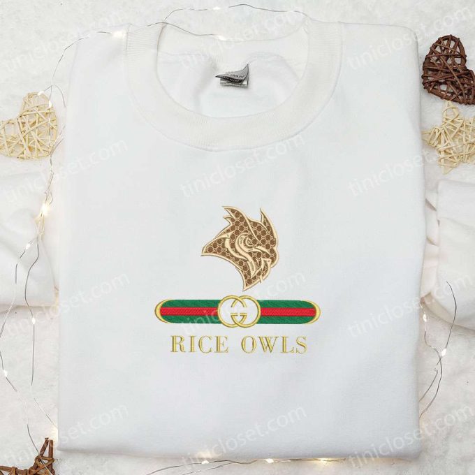 Rice Owls x Gucci Embroidered Shirt & Hoodie: NCAA Sports Gift Idea