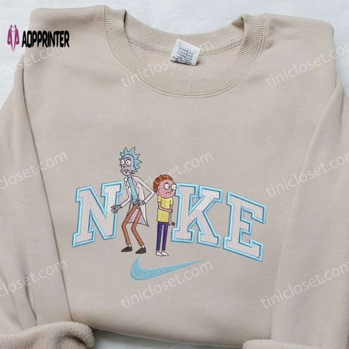 Rick and Morty x Nike Embroidered Sweatshirt: Cartoon Shirt Nike Inspired Design