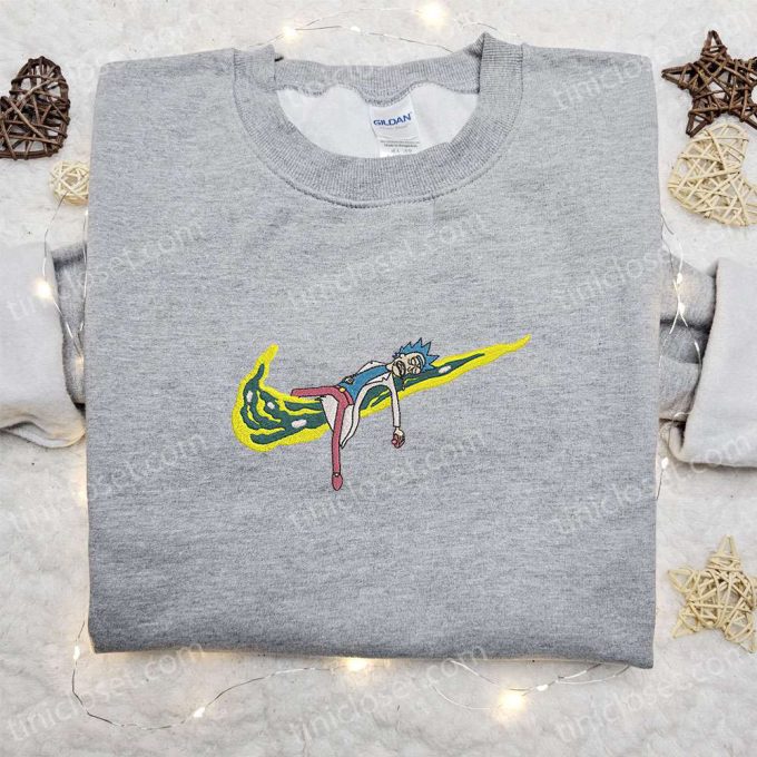 Rick Sanchez x Swoosh Cartoon Sweatshirt Nike Inspired Embroidered Hoodie