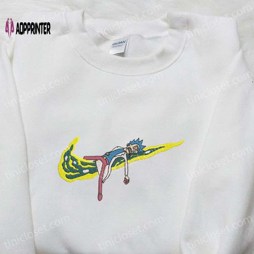 Rick and Morty x Swoosh Cartoon Embroidered Shirt – Nike Inspired Sweatshirt & Custom Hoodie