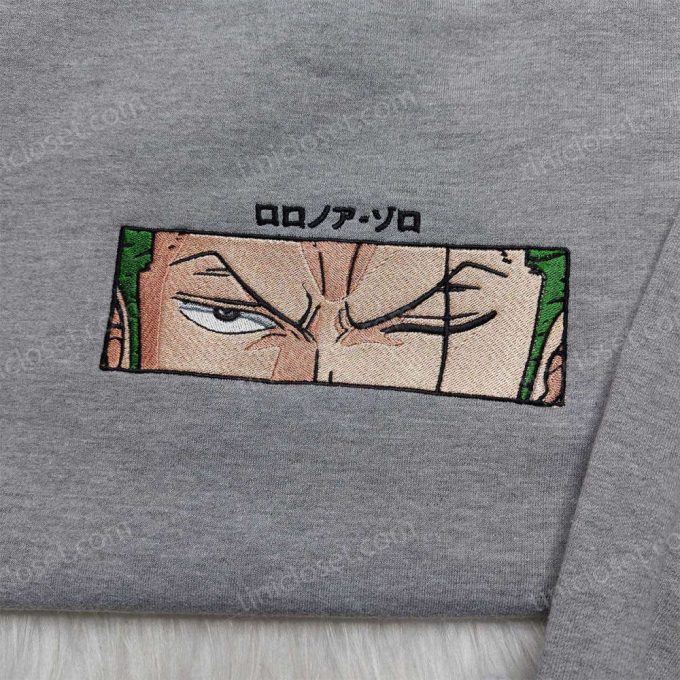 Roronoa Zoro One Piece Embroidered Shirt & Sweatshirt: Anime Gifts for Fans