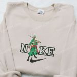 Anime Embroidered Sweatshirt: Roronoa Zoro x Nike & One Piece Nike Inspired Hoodie