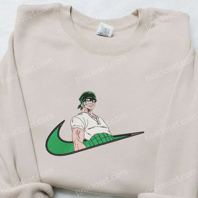 Roronoa Zoro x Swoosh Anime Embroidered Sweatshirt – One Piece Shirt & Custom T-shirt