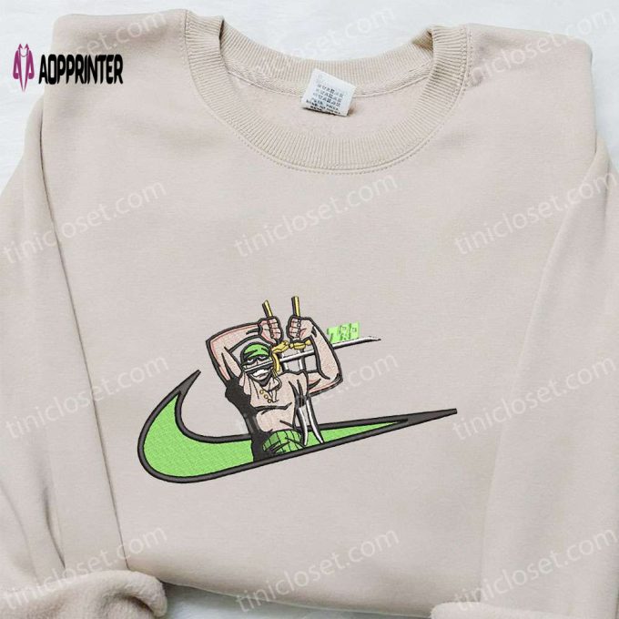 Roronoa Zoro x Swoosh Embroidered Sweatshirt: One Piece Shirt Perfect Family Gift