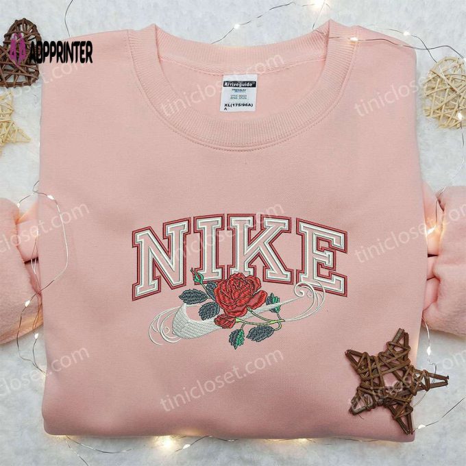 Rose x Nike Embroidered Sweatshirt: Flower Shirt Nike Inspired – Stylish & Unique Floral Design